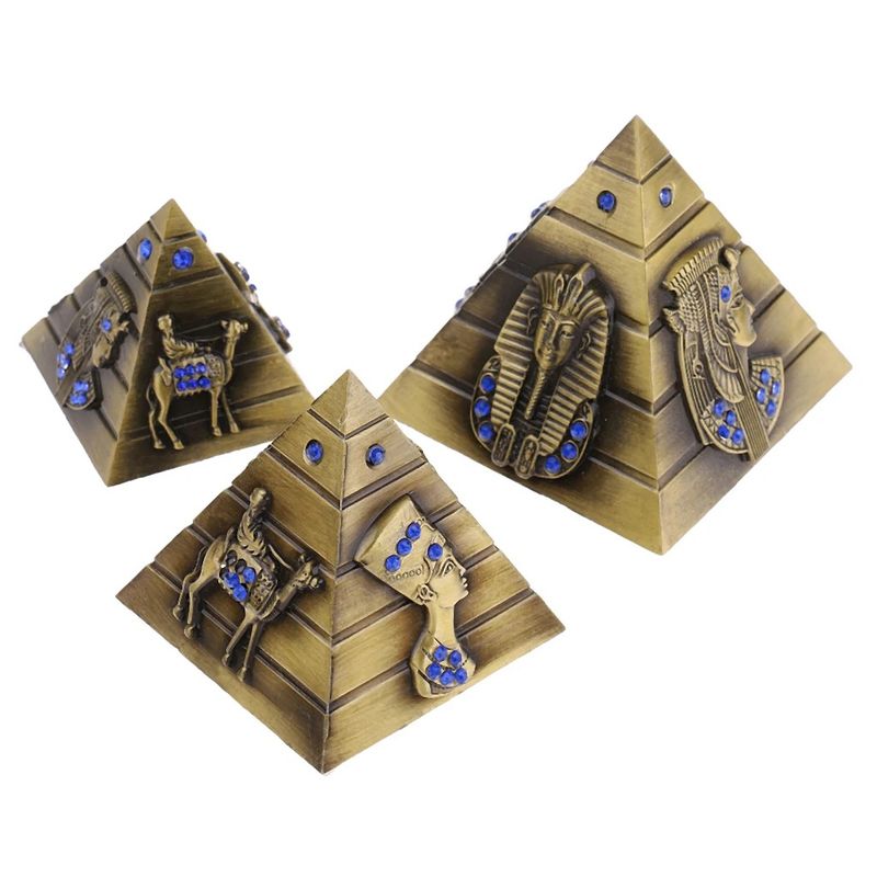 GENERICO - Piramides Egipcias Decorativas en Metal con Detalles Faraónicos