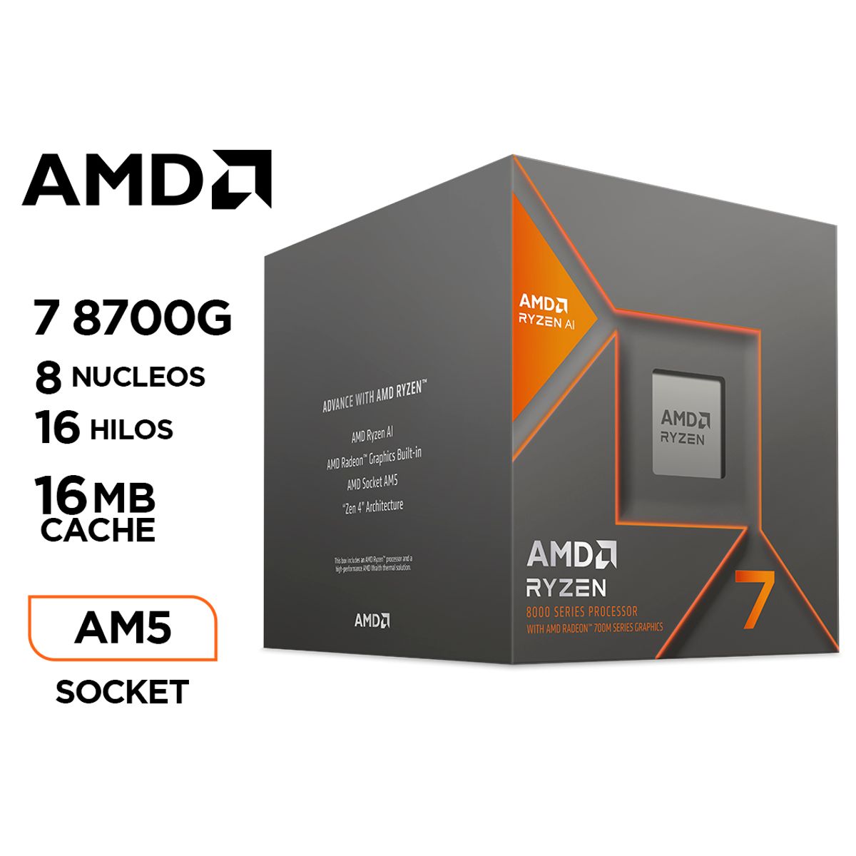 AMD - Computadora PC GAMER RYZEN 7 8700G RAM 32GB SSD 1TB MONITOR 24" FULL HD