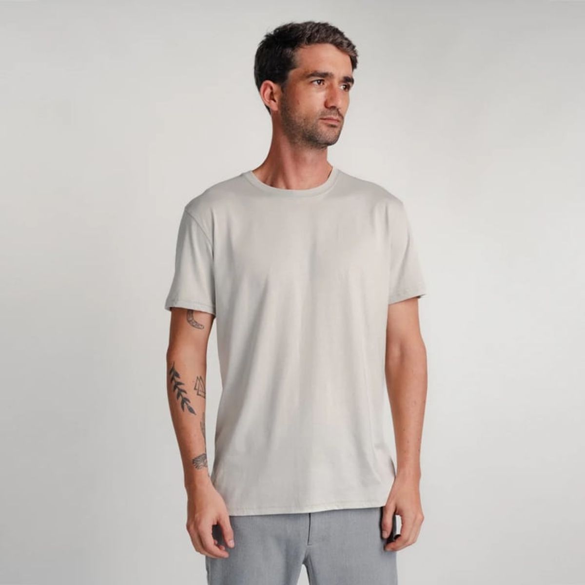 DROP THE LABEL - Polo Gris Claro para Hombre Drop the Label Cuello Redondo Manga Corta Algodón Pima