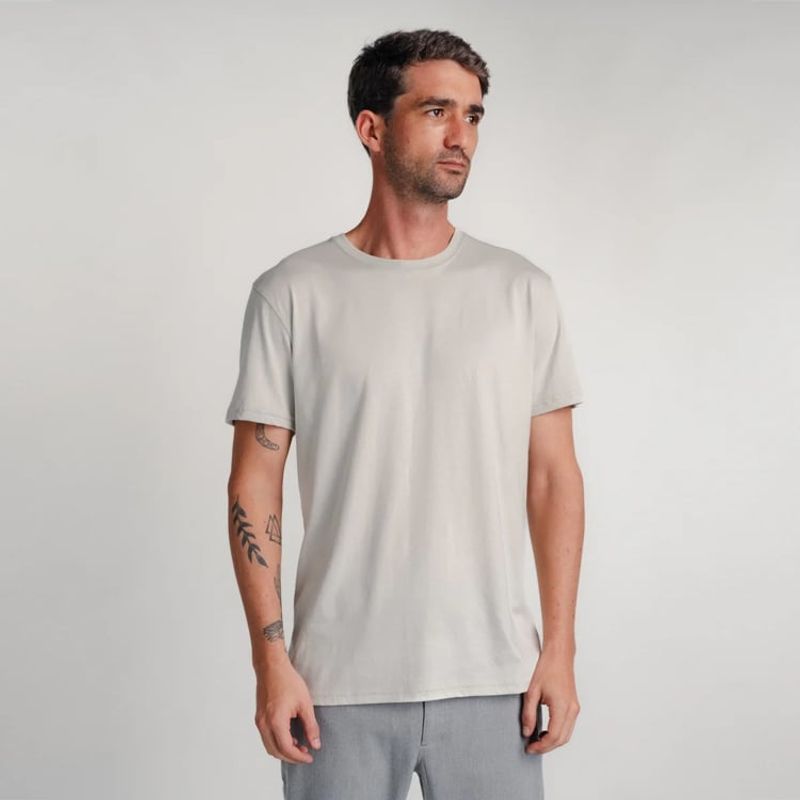 DROP THE LABEL - Polo Gris Claro para Hombre Drop the Label Cuello Redondo Manga Corta Algodón Pima