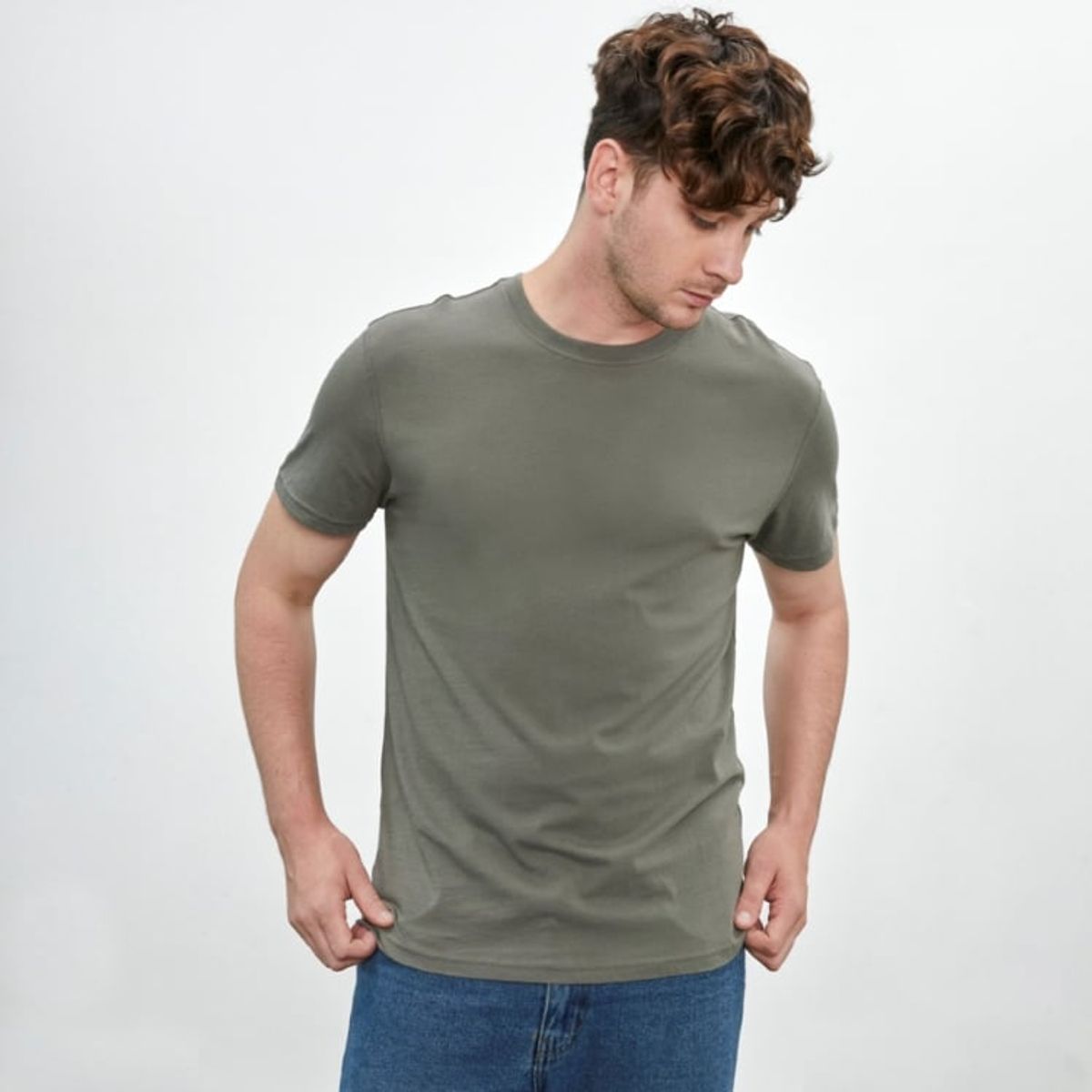 DROP THE LABEL - Polo Verde Oliva para Hombre Drop the Label Cuello Redondo Manga Corta Algodón Pima