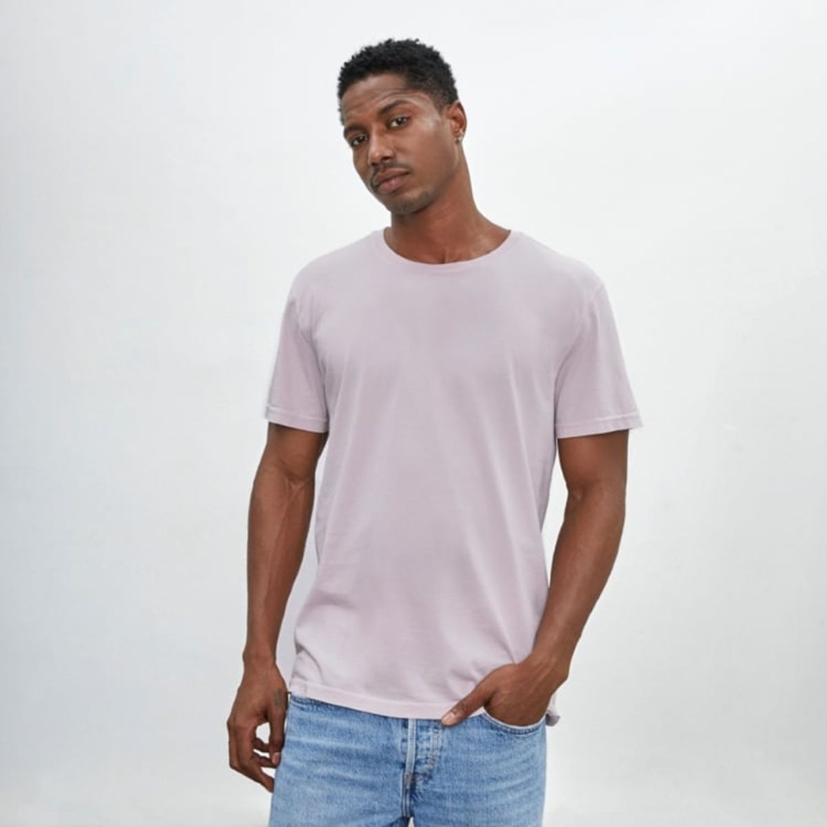 DROP THE LABEL - Polo Lila Claro para Hombre Drop the Label Cuello Redondo Manga Corta Algodón Pima