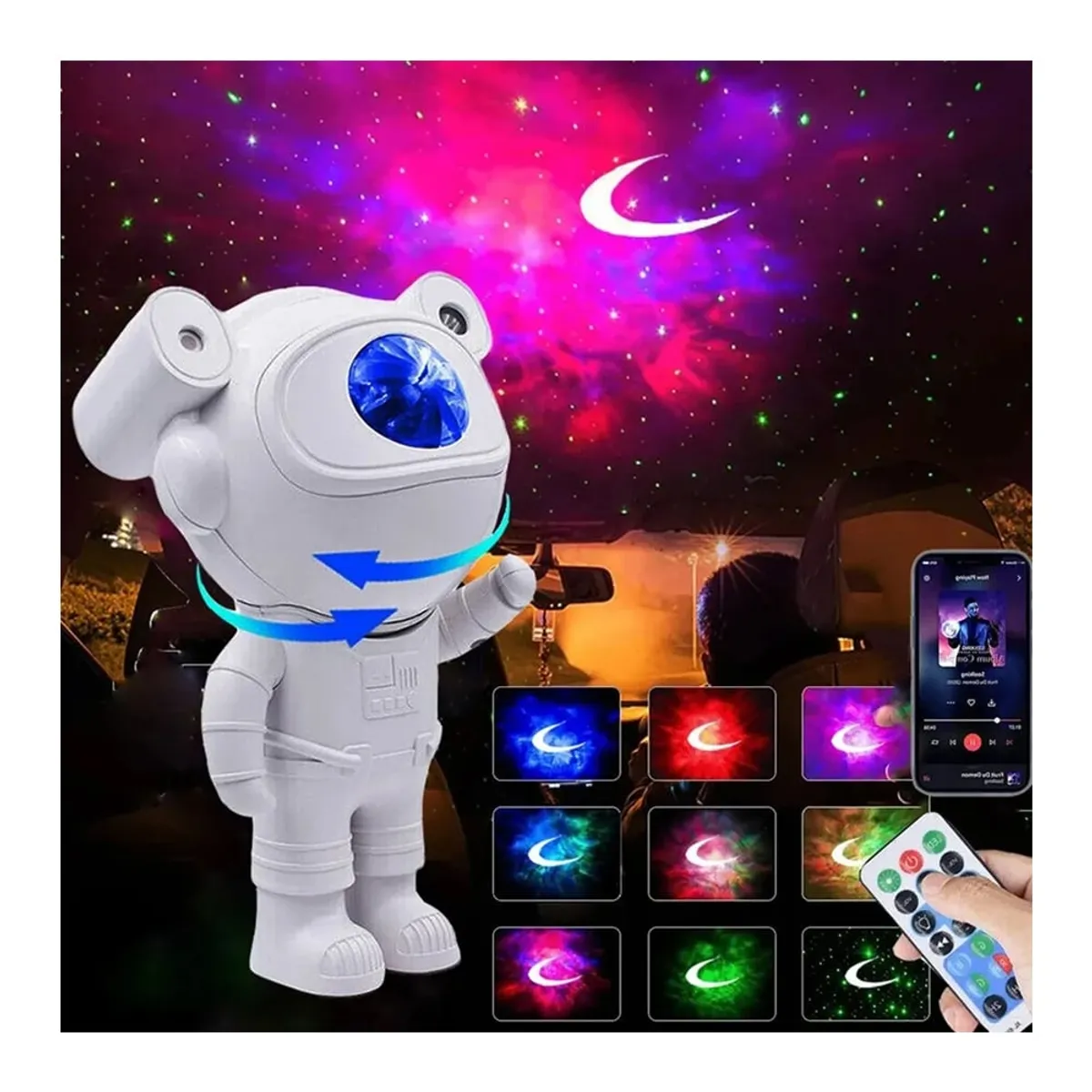 GENERICO - Proyector de Luces Led Astronauta Galaxia Parlante Bluetooth