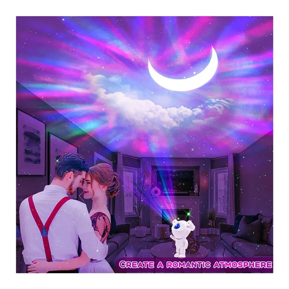 GENERICO - Proyector de Luces Led Astronauta Galaxia Parlante Bluetooth