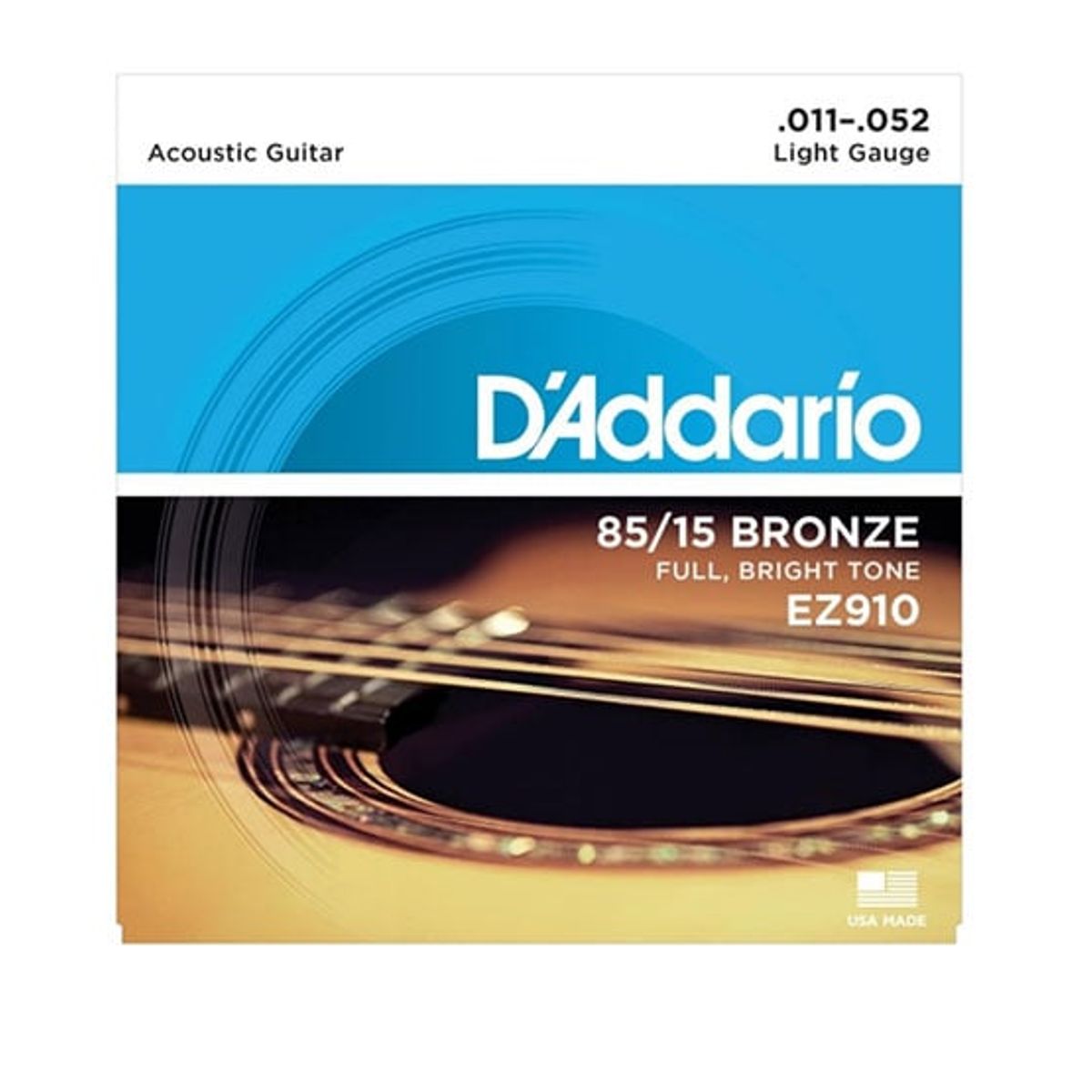 DADDARIO - Juego de Cuerdas Daddario para Guitarra Acústica EZ910 calibre 11-52