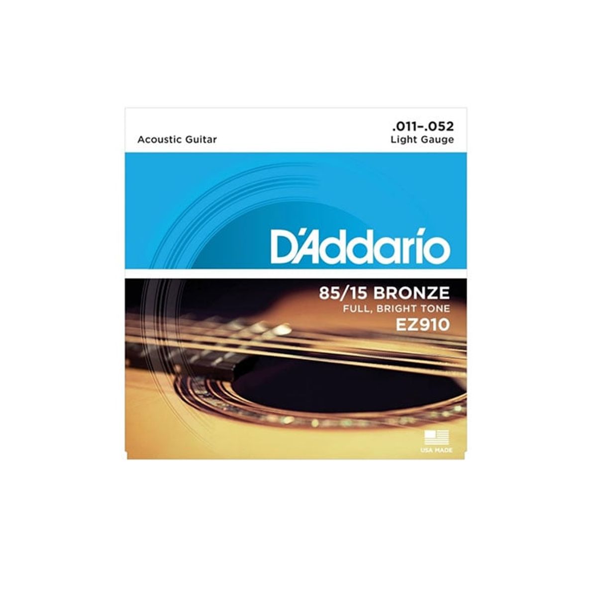 DADDARIO - Juego de Cuerdas Daddario para Guitarra Acústica EZ910 calibre 11-52