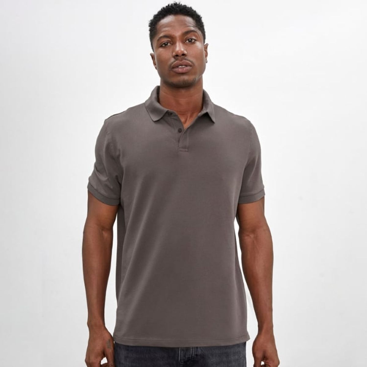 DROP THE LABEL - Polo Camisero Piqué Marrón para Hombre Drop the Label Manga Corta Algodón Pima