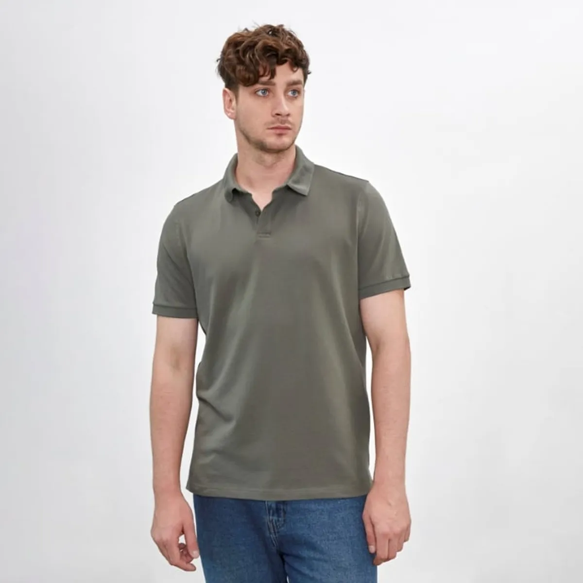 DROP THE LABEL - Polo Camisero Piqué Verde Oliva para Hombre Drop the Label Manga Corta Algodón Pima