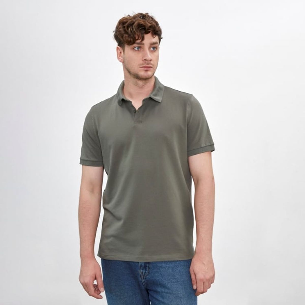 DROP THE LABEL - Polo Camisero Piqué Verde Oliva para Hombre Drop the Label Manga Corta Algodón Pima