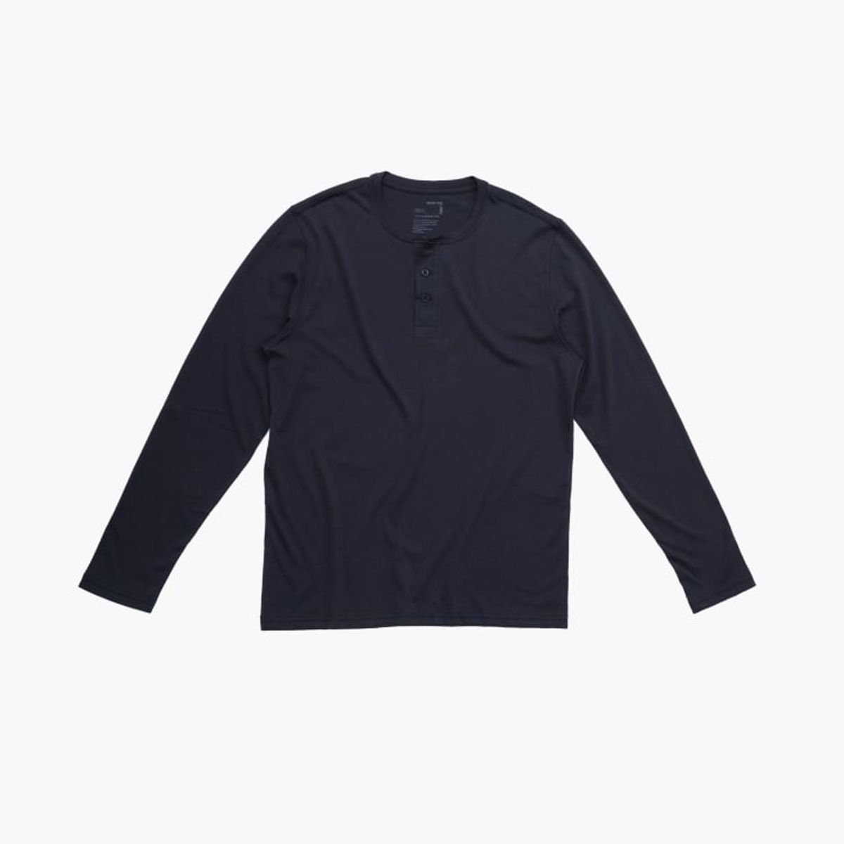 DROP THE LABEL - Polo Azul Oscuro Henley Manga Larga para Hombre Drop the Label Algodón Pima