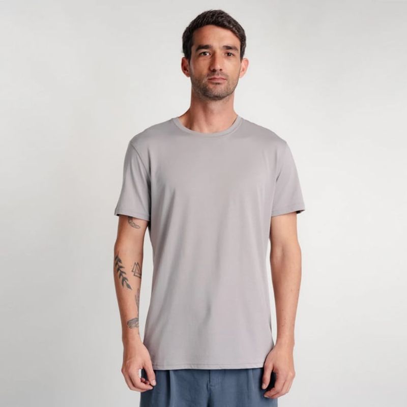 DROP THE LABEL - Polo Gris Oscuro para Hombre Drop the Label Cuello Redondo Manga Corta Algodón Pima