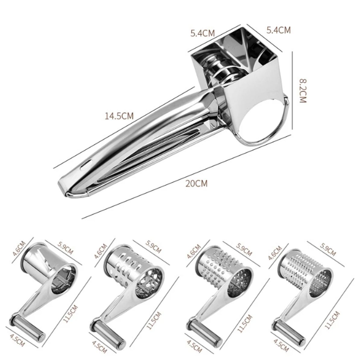 GENERICO - Rallador de queso con manivela de acero inoxidable 403 muy util