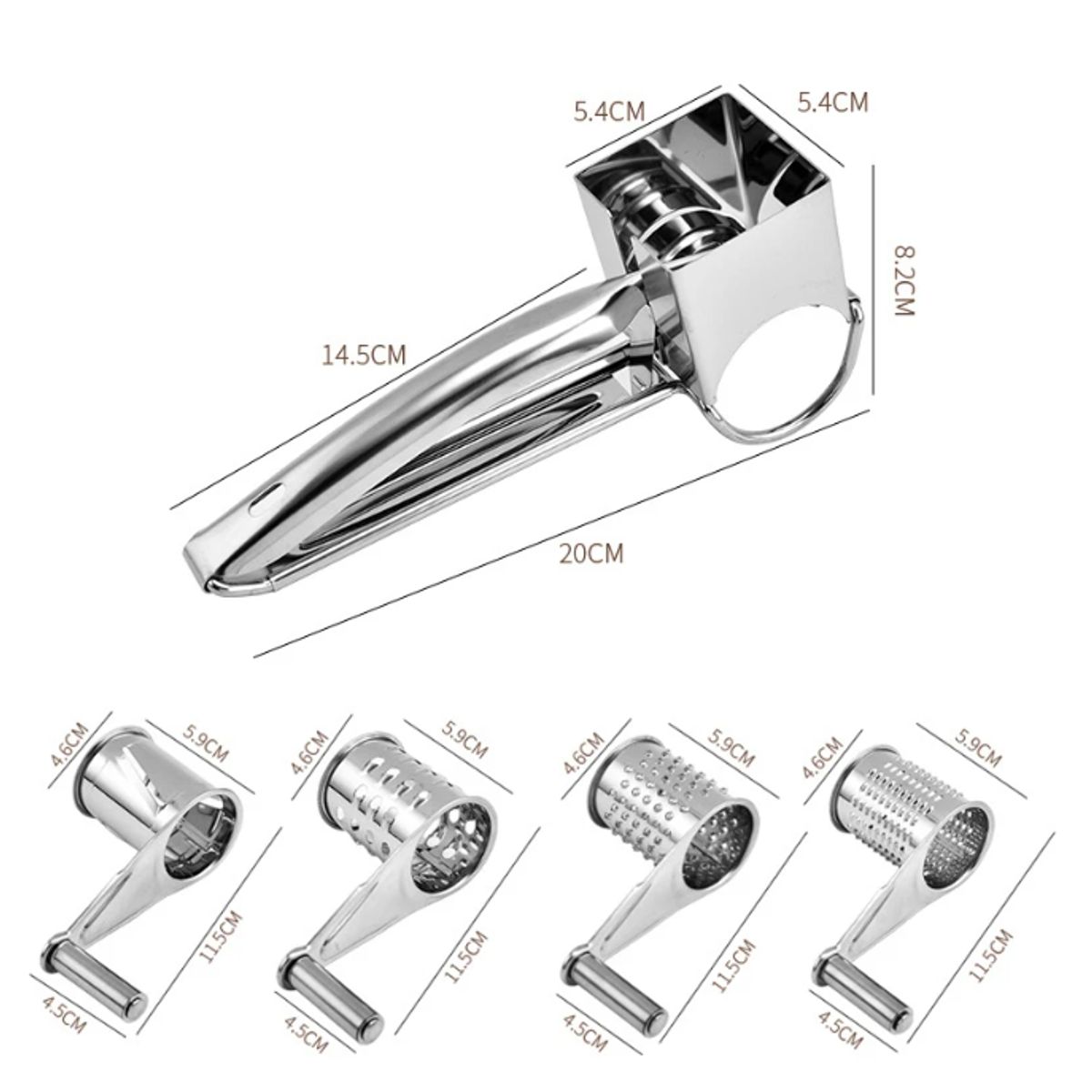 GENERICO - Rallador de queso con manivela de acero inoxidable 403 muy util