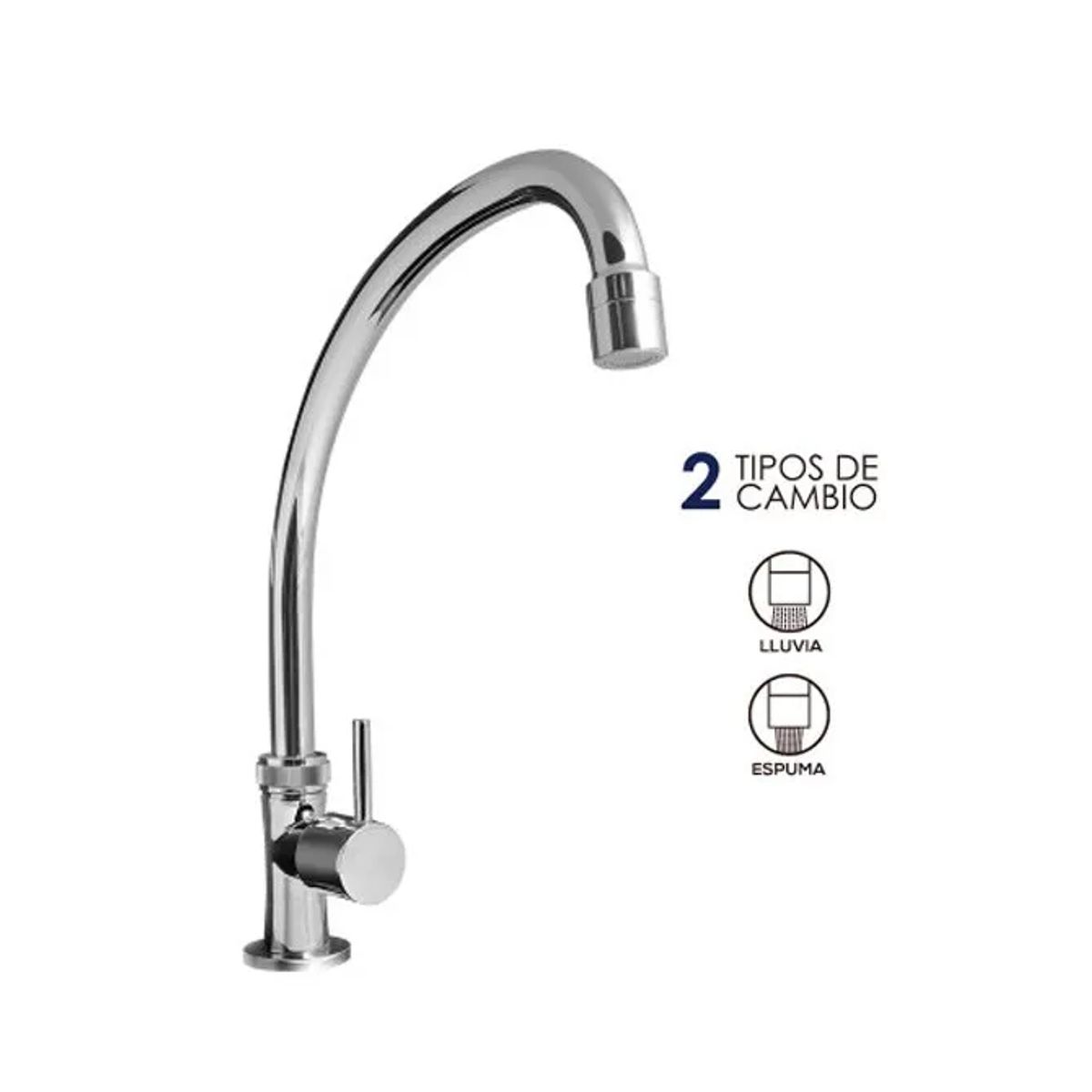 VAINSA - Grifería tipo Ganso para Cocina Modelo Bali Cromado Vainsa