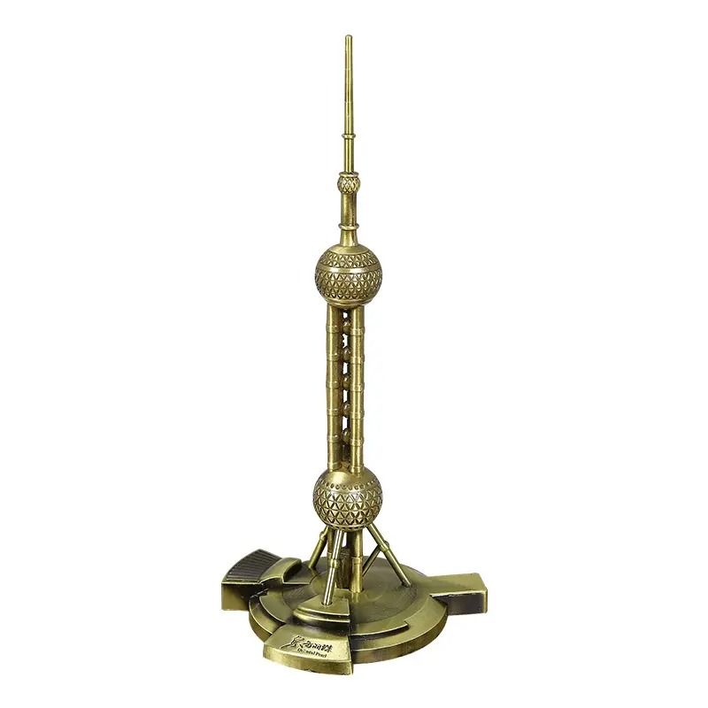 GENERICO - Miniatura Torre Perla Oriental de Shanghái en Metal para Decoración