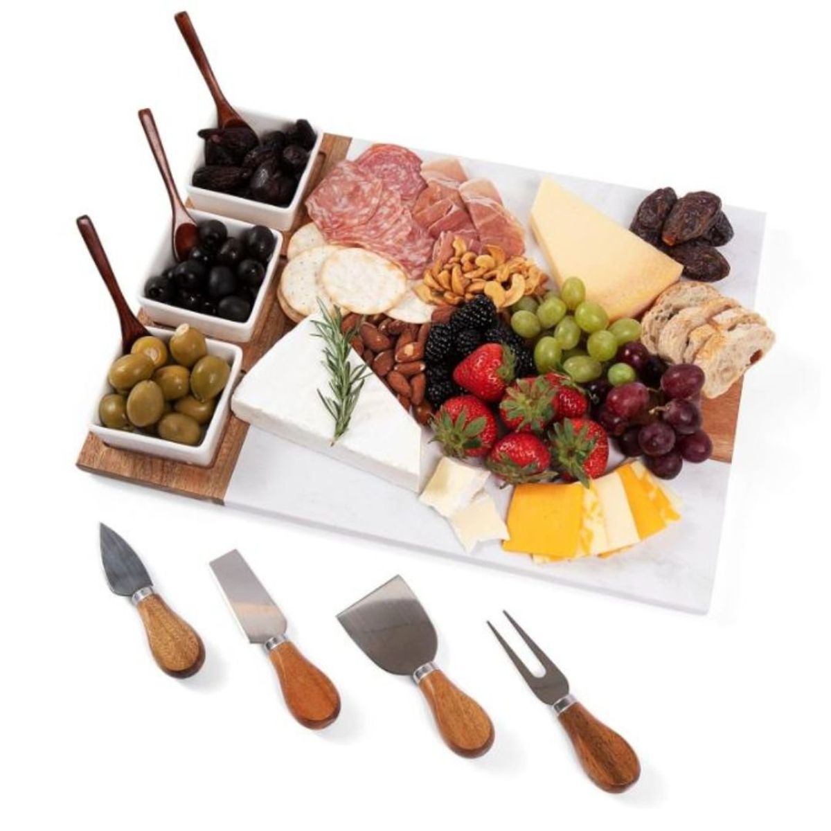 GENERICO - Set Lux Tabla de Quesos & Charcuteria Mármol Blanco 11 piezas