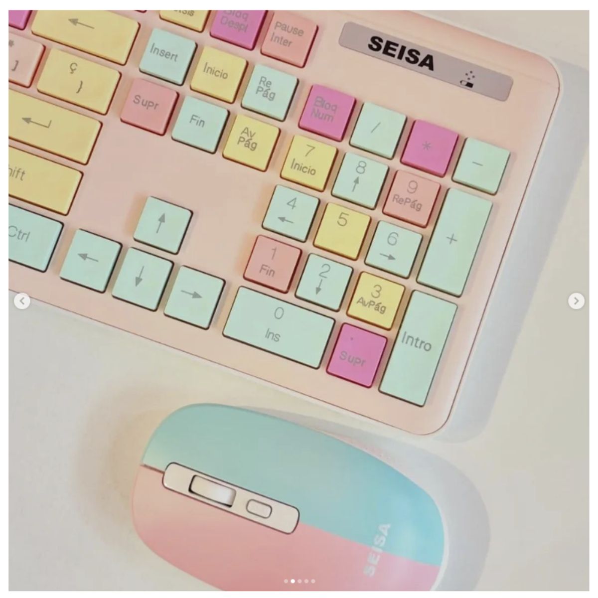 SEISA - Kit Teclado y Mouse Inalámbrico para Pc Laptop Rosado