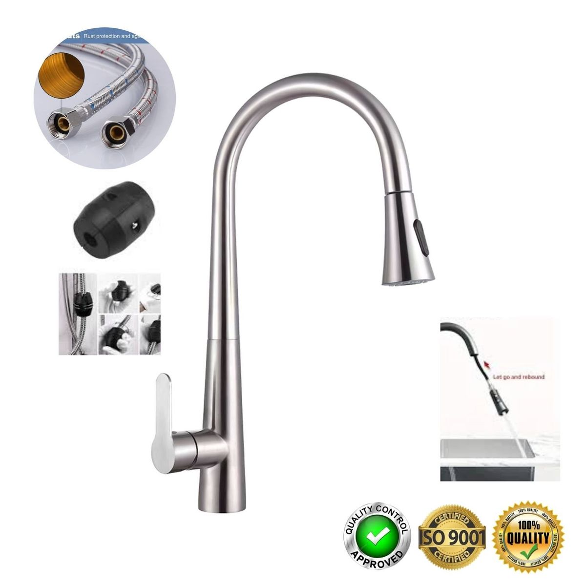 XM - Mezcladora Acero SUS304 para cocina Satinado