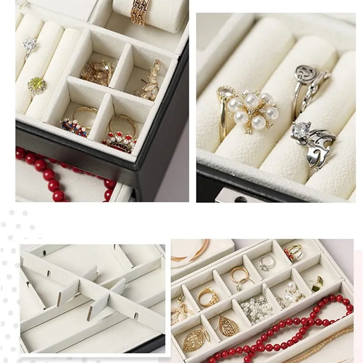 GENERICO - JOYERO de 3 NIVELES de GRAN CAPACIDAD NEGRO