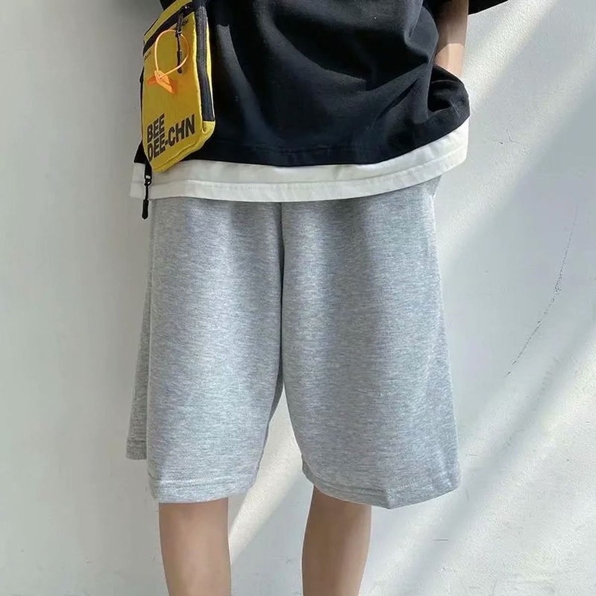 DENISASAA - Shorts de puro algodón color liso negro y gris 2 unidades