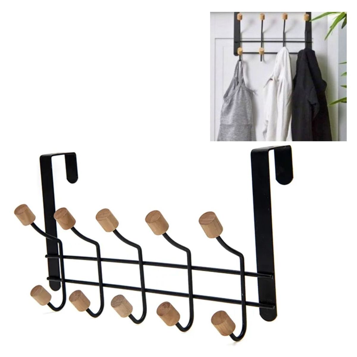 GENERICO - Colgador para Puerta de 10 Ganchos Generico Negro