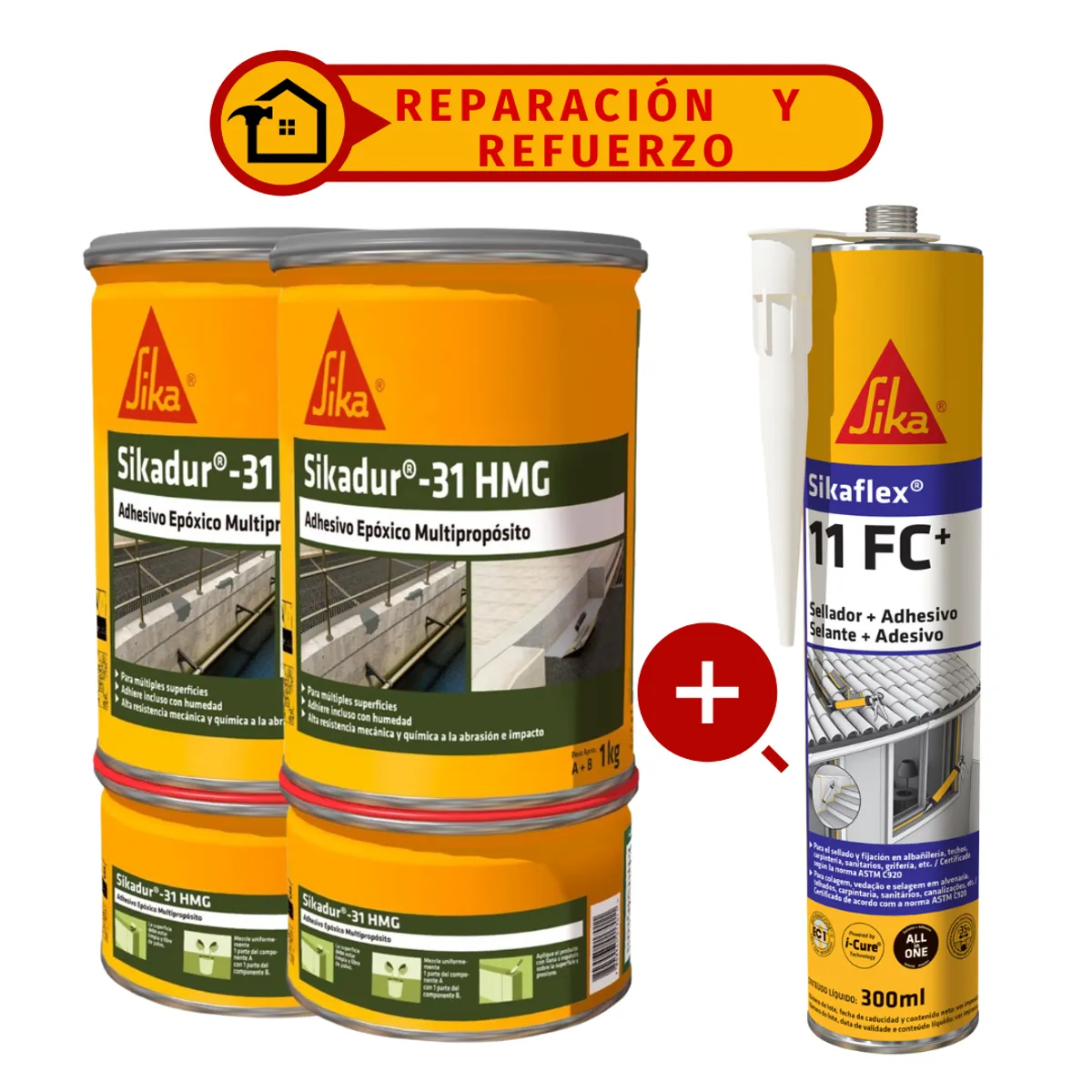 SIKA - 2 Sikadur-31 HMGx1kg + Sikaflex 11FC x300ml blanco GRATIS