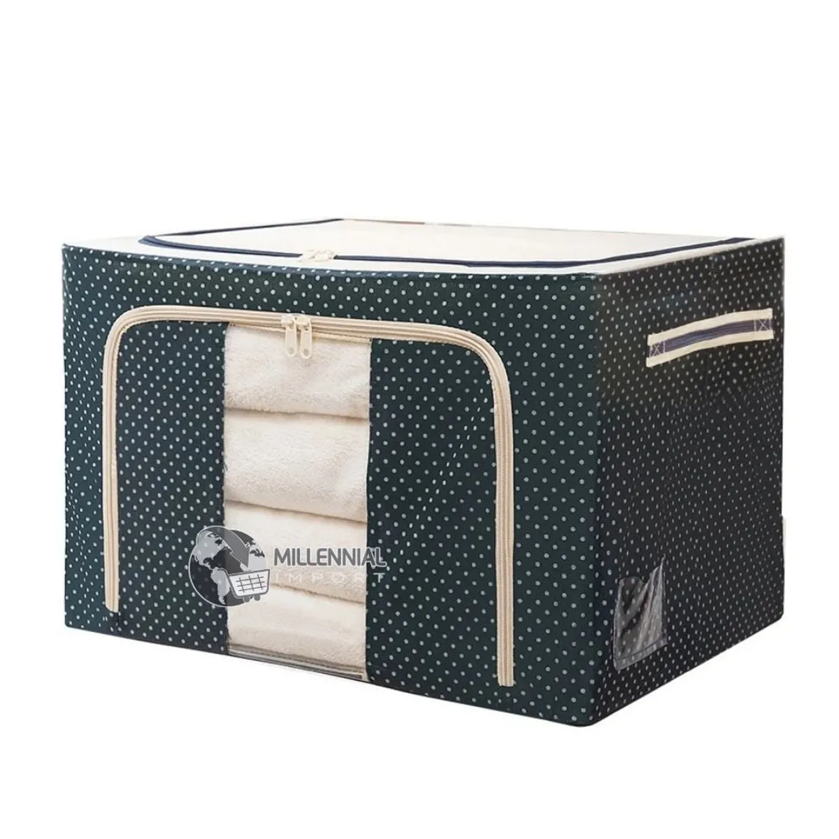 GENERICO - Caja Organizadora de Tela con Cierre Grande 50x40x30cm