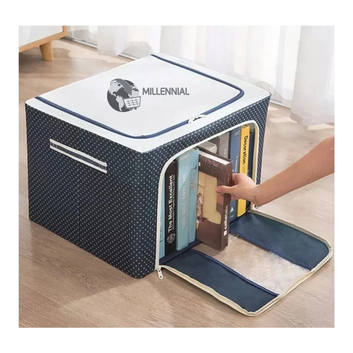 GENERICO - Caja Organizadora de Tela con Cierre Grande 50x40x30cm