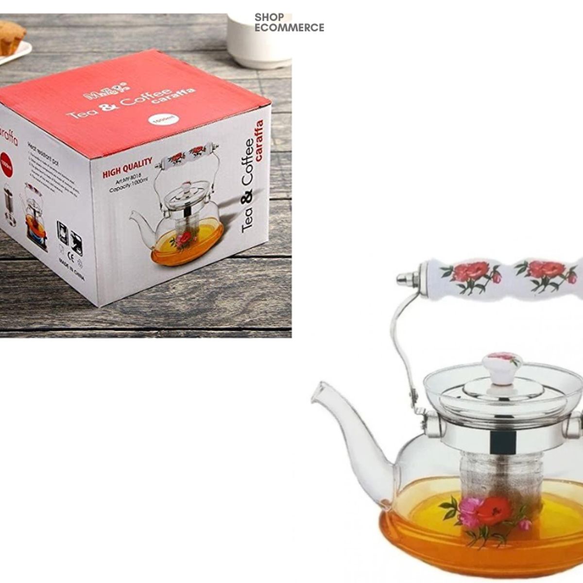 GENERICO - Tetera de vidrio templado  para té 1200