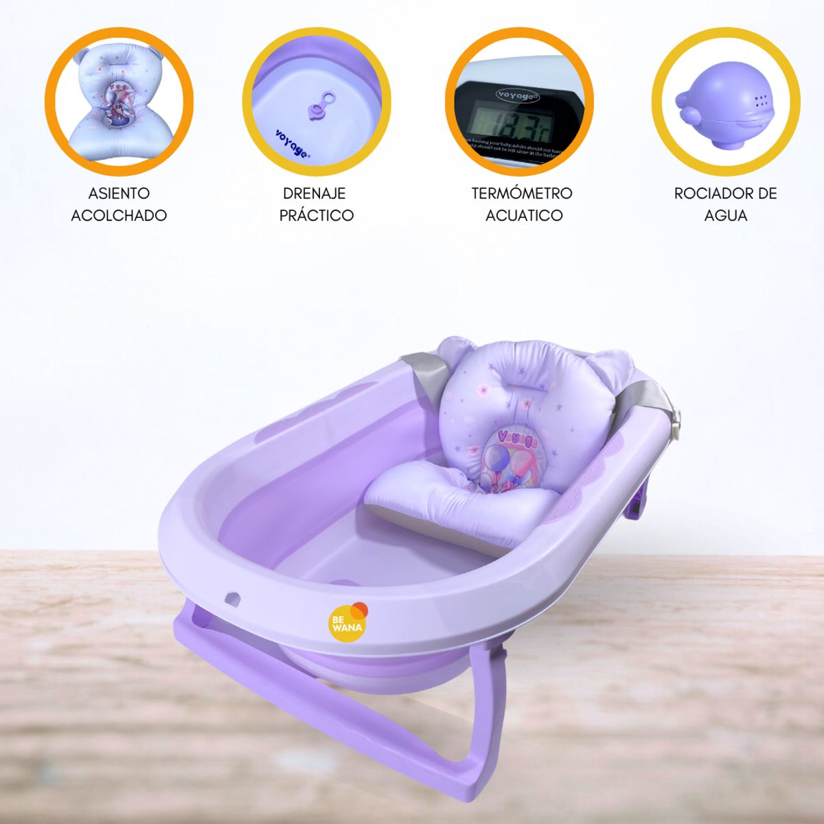 VOYAGE - Bañera Plegable con Termómetro «AQUATIC» Purple