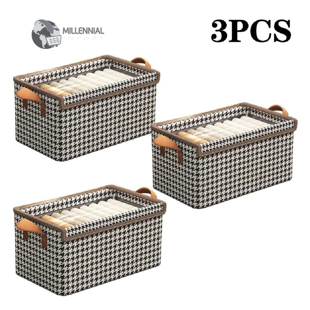 GENERICO - 3 Pcs Caja De Almacenamiento De Ropa Organizadoras Plegable Con Tapa
