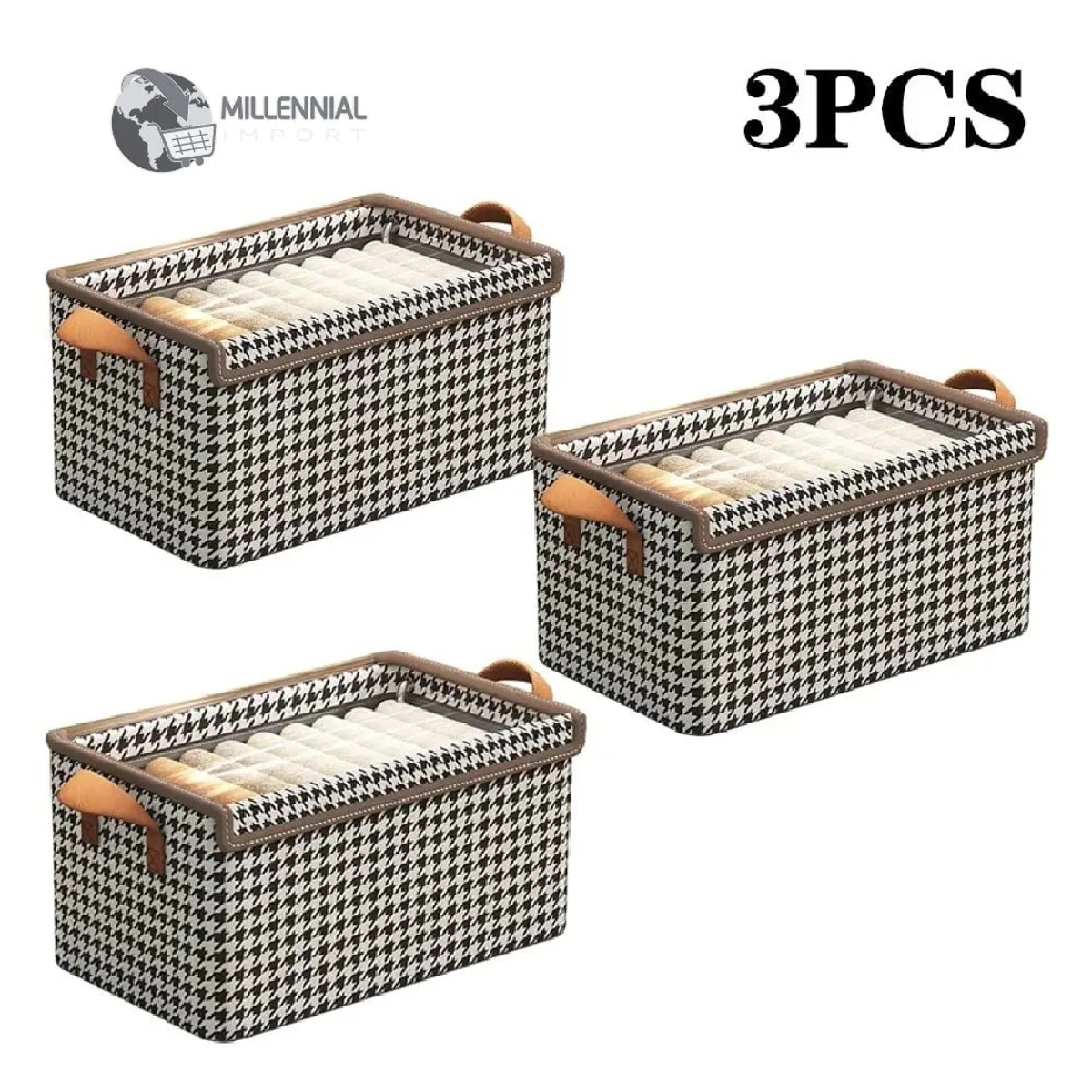 GENERICO - 3 Pcs Caja De Almacenamiento De Ropa Organizadoras Plegable Con Tapa