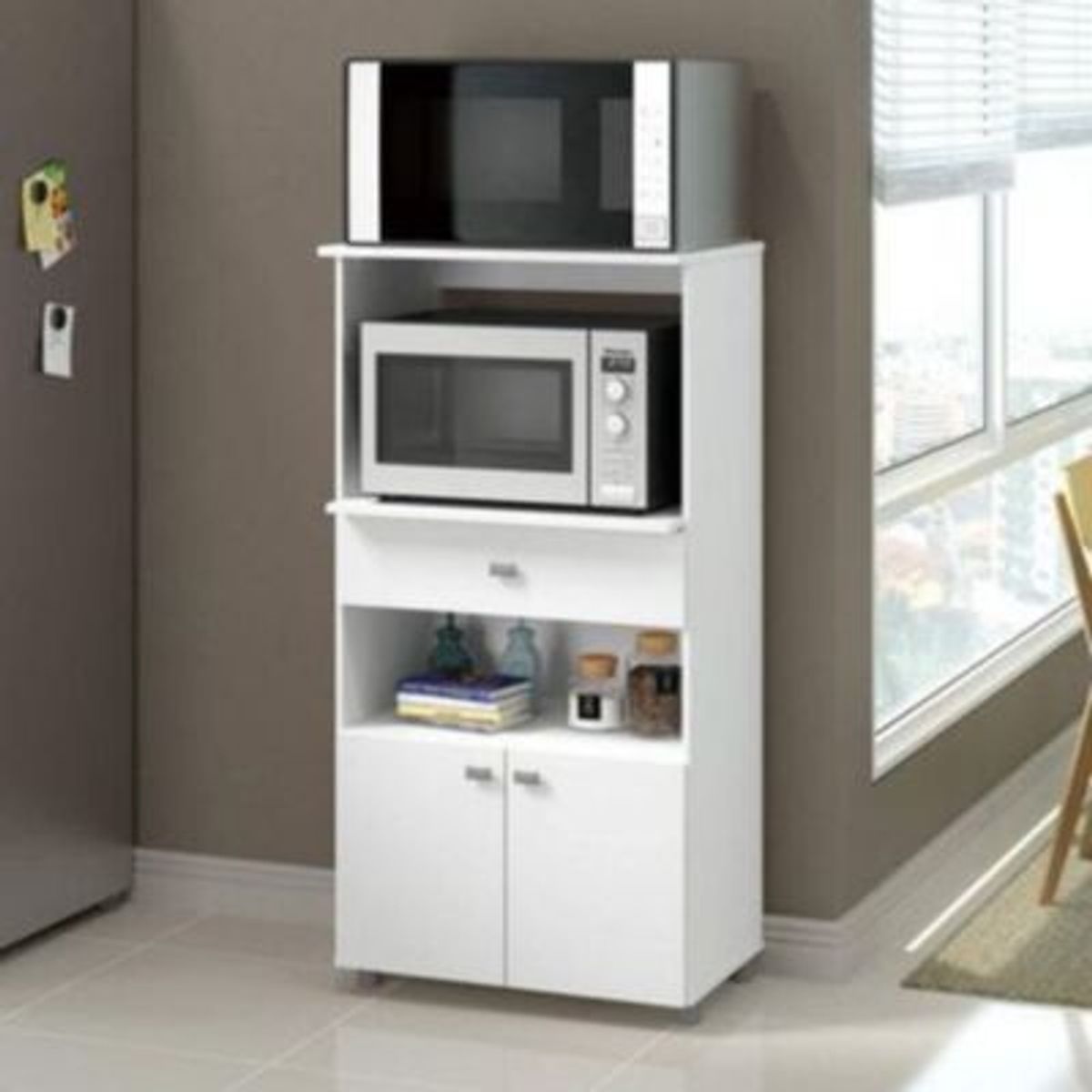 GENERICO - Mueble de Cocina para Microondas Belga Color Blanco R&R MUEBLES