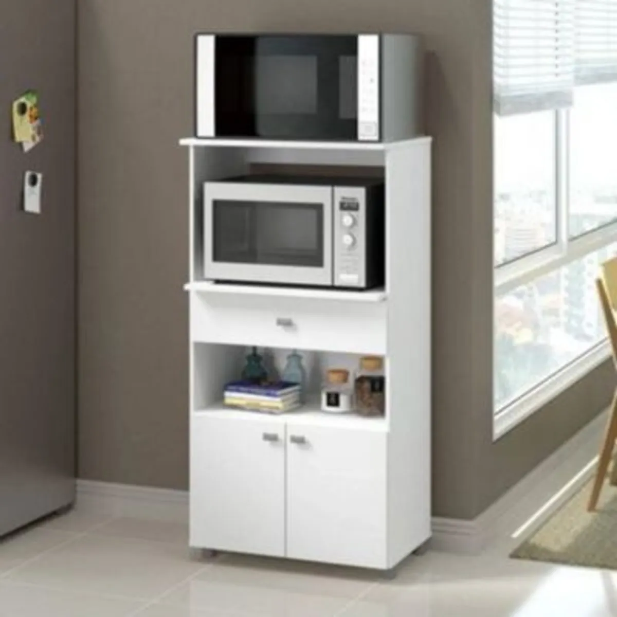 GENERICO - Mueble de Cocina para Microondas Belga Color Blanco R&R MUEBLES