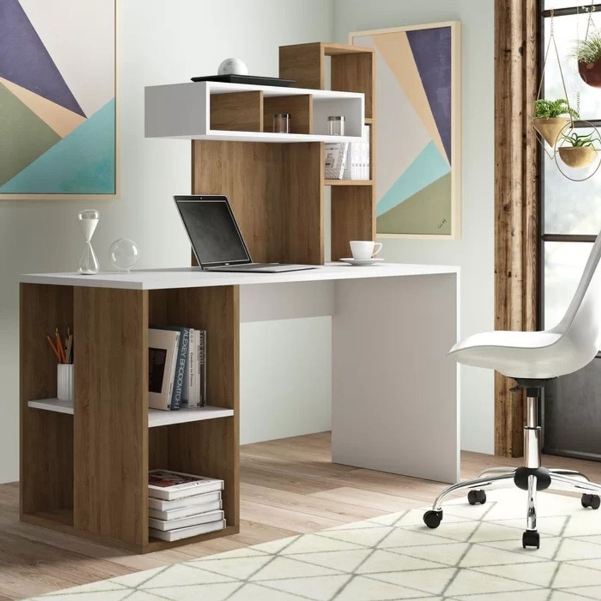 GENERICO - Escritorio Nórdico con Estantes Sophia R&R MUEBLES