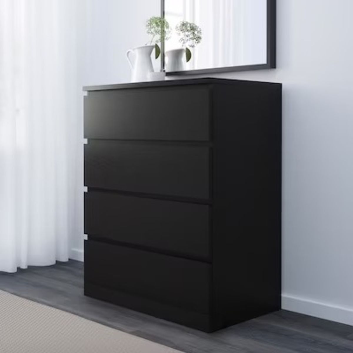 GENERICO - Cómoda Moderna Emiliana 4 Cajones Negro R&R MUEBLES
