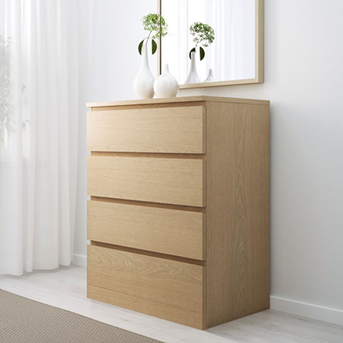 GENERICO - Cómoda Moderna Emiliana 4 Cajones Natural R&R MUEBLES