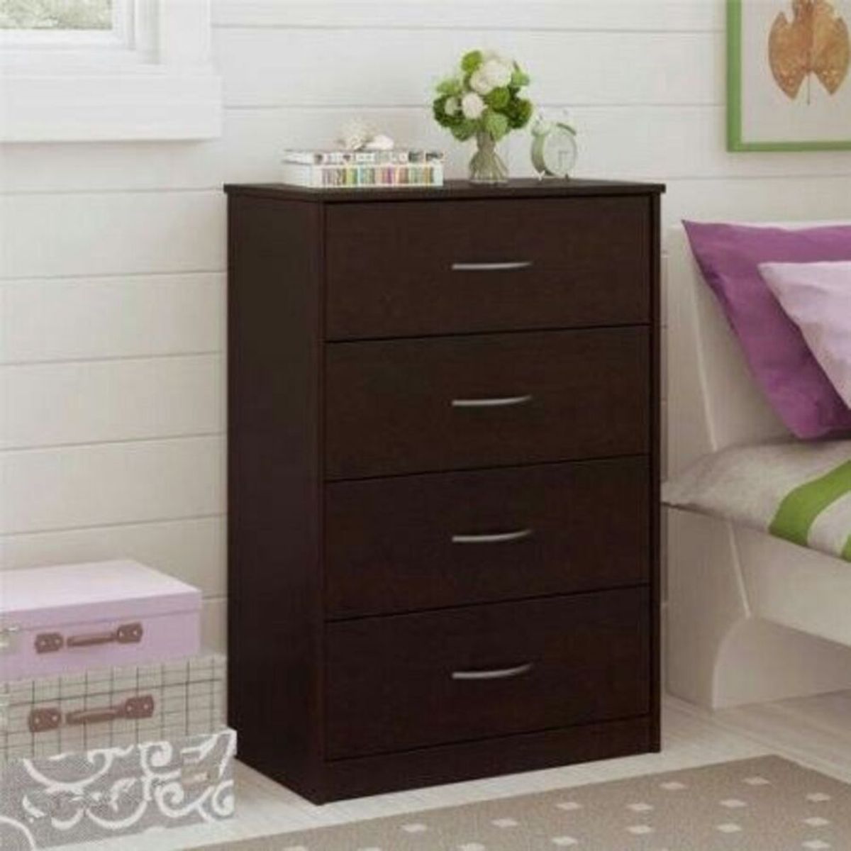 GENERICO - Comoda Moderna Jhon Marron 4 Cajones R&R MUEBLES