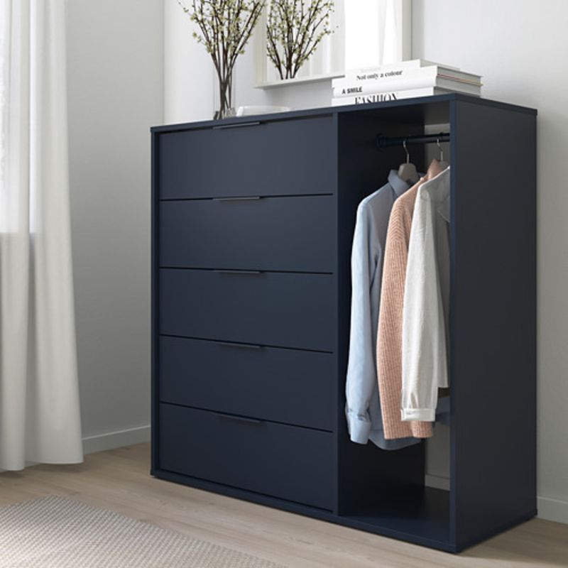 GENERICO - Comoda Moderna Gino 5 Cajones Y Colgador Negro R&R MUEBLES