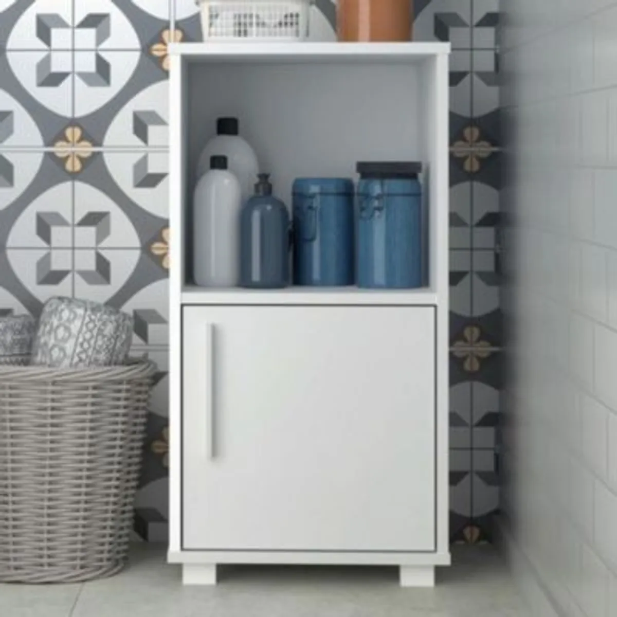 R&R MUEBLES - Mueble de Baño Organizador Omar Blanco 1 Puerta R&R MUEBLES