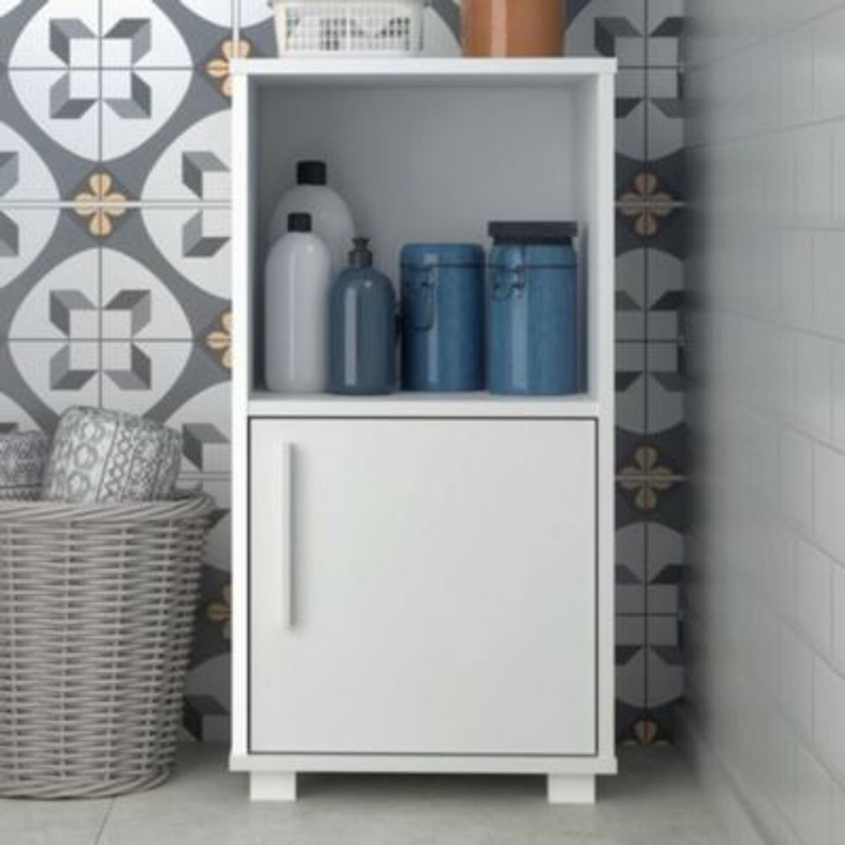 R&R MUEBLES - Mueble de Baño Organizador Omar Blanco 1 Puerta R&R MUEBLES