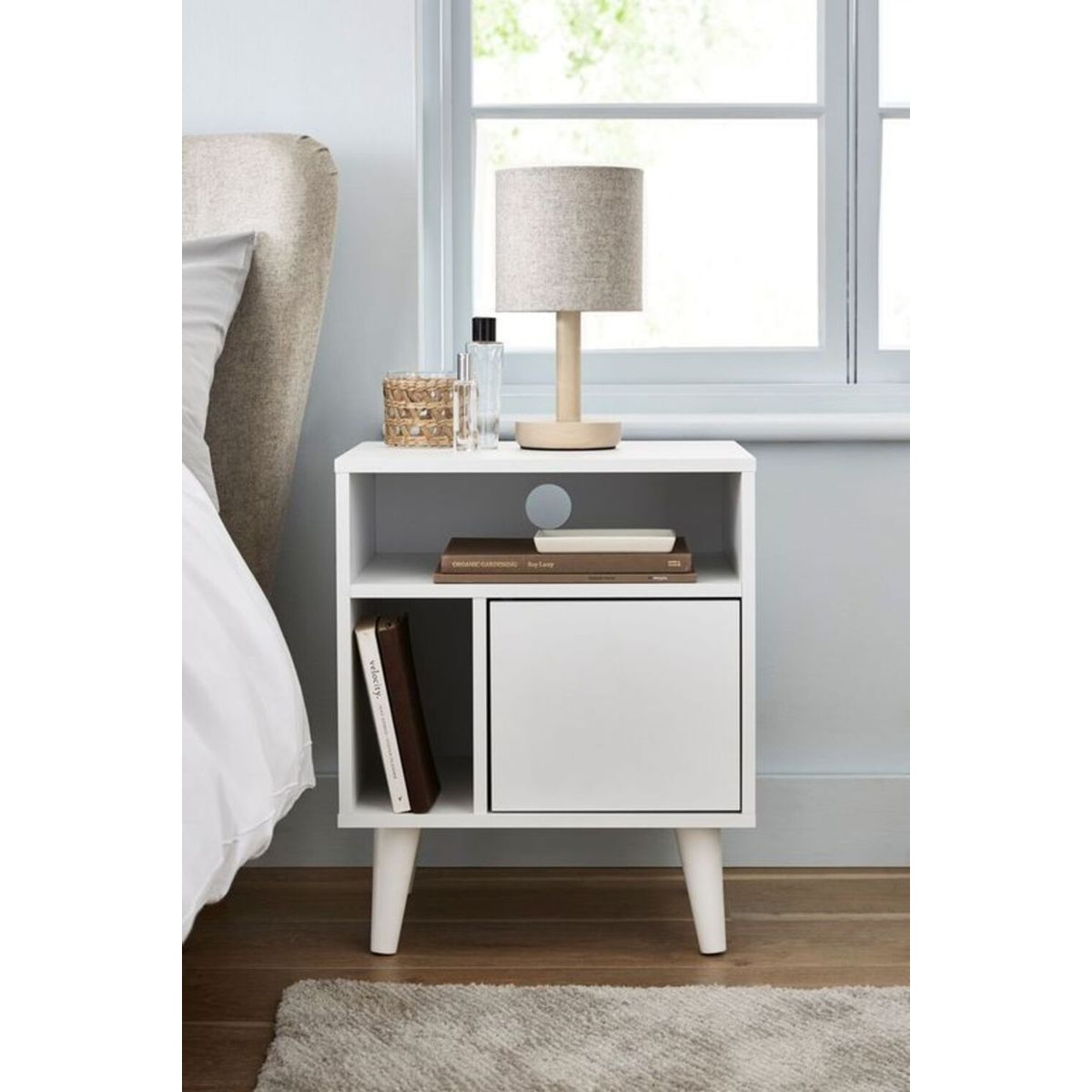 GENERICO - Velador Moderno Inés Color Blanco R&R Muebles