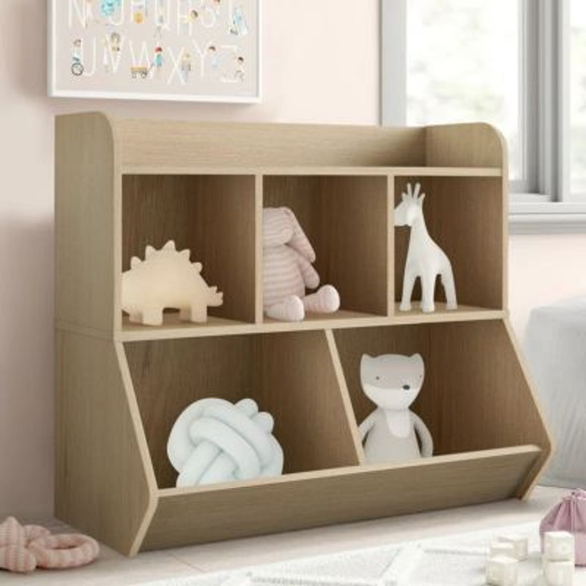 GENERICO - Mueble Organizador Infantil Montessori Marrón Claro R&R Muebles