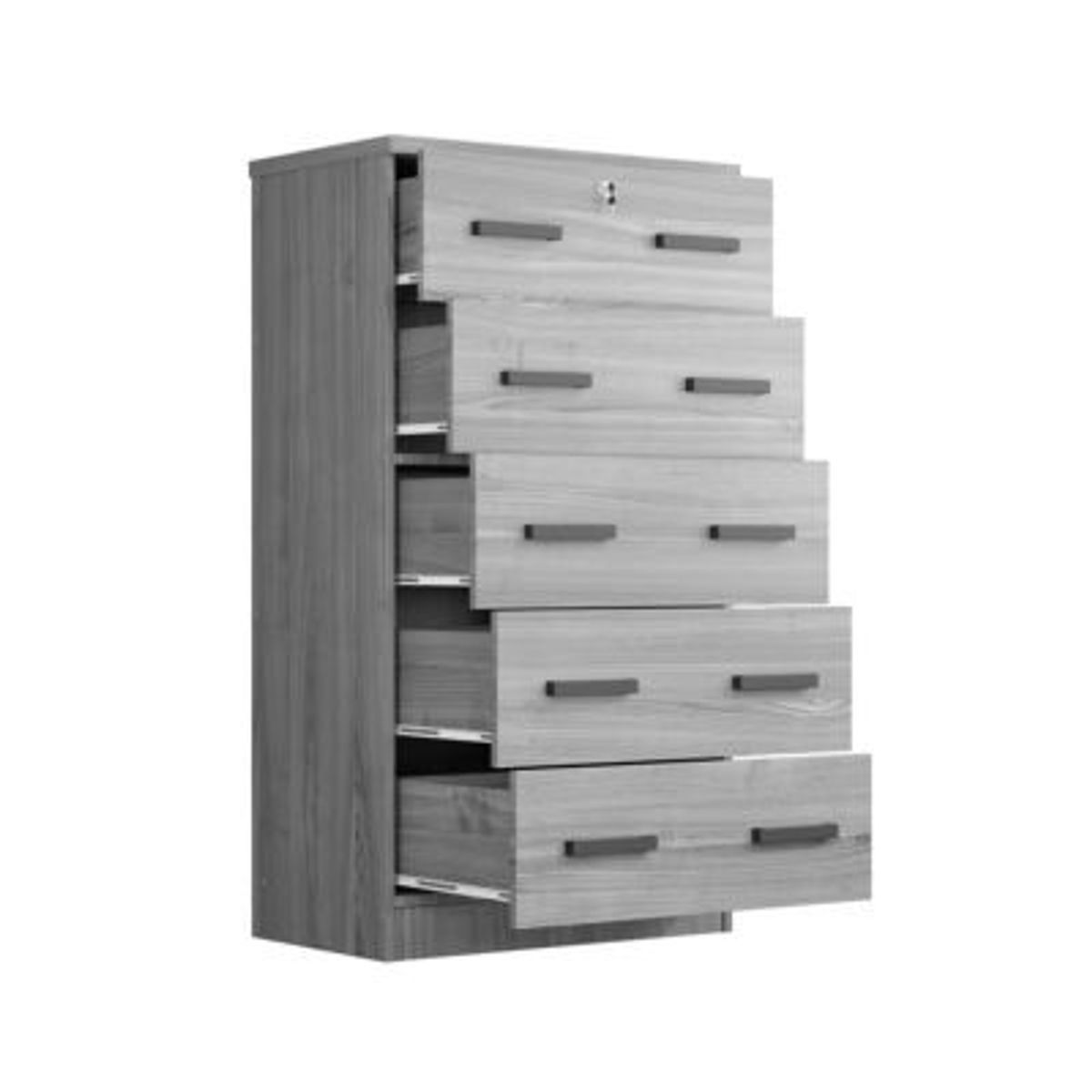 GENERICO - Cómoda con Llave George 5 Cajones Gris R&R MUEBLES