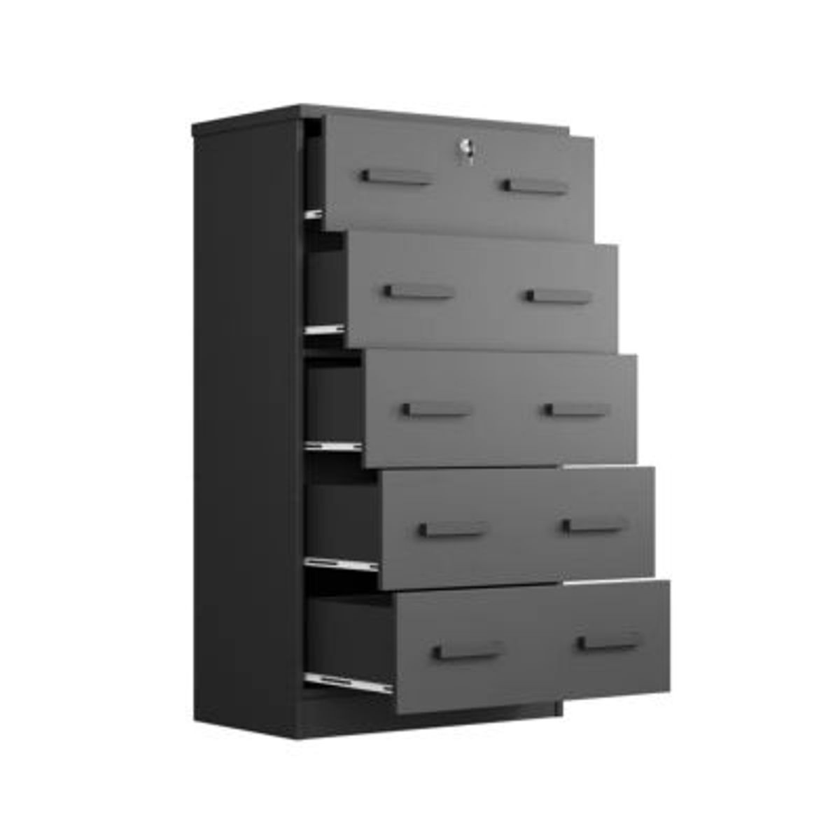 GENERICO - Cómoda con Llave George 5 Cajones Negro R&R MUEBLES