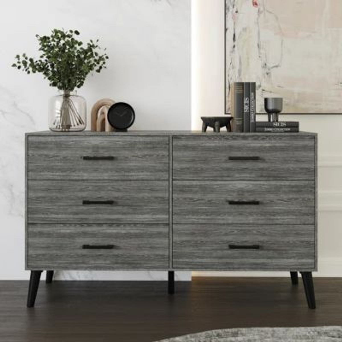 GENERICO - Cómoda Moderna Valera 6 Cajones Gris R&R MUEBLES