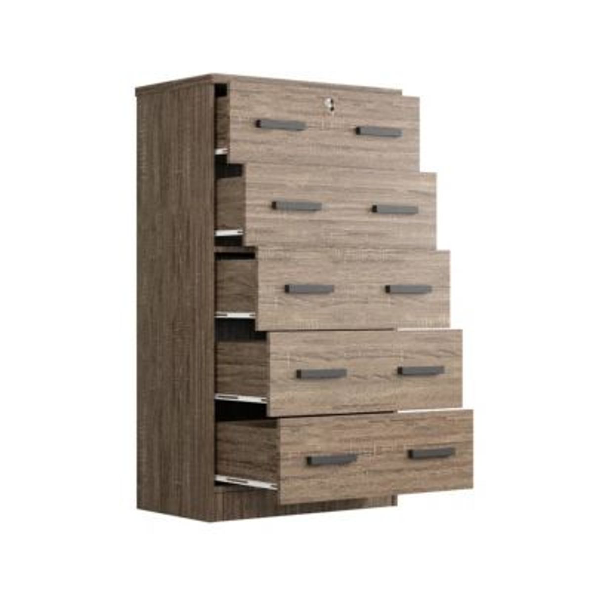 GENERICO - Cómoda con Llave George 5 Cajones Marrón R&R MUEBLES