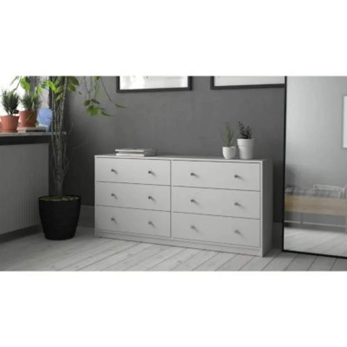 GENERICO - Cómoda Moderna Serna 6 Cajones Blanco R&R MUEBLES