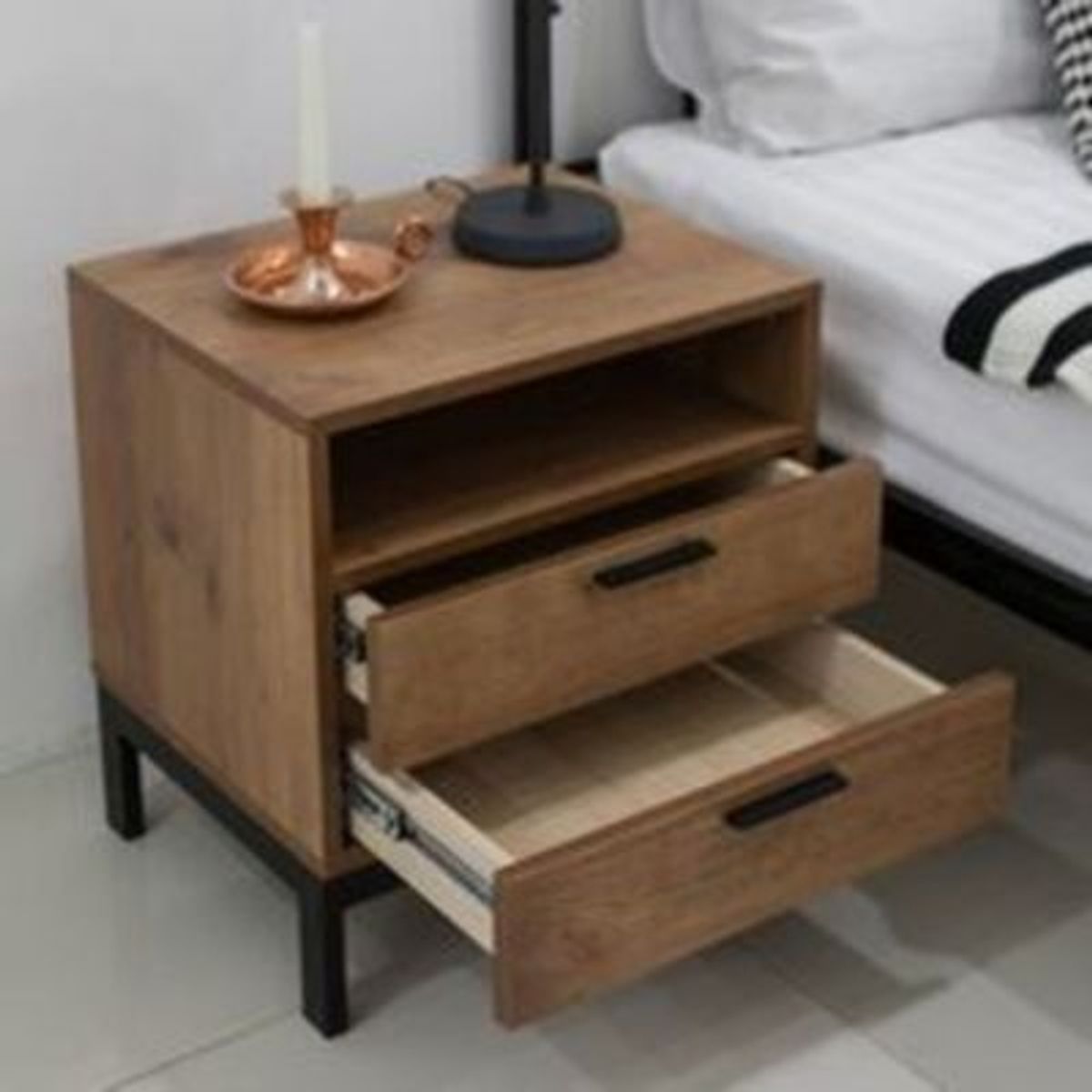 GENERICO - Velador Moderno Cristian 2 cajones R&R MUEBLES