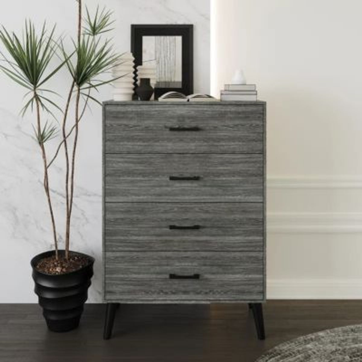 GENERICO - Cómoda Moderna Sahud 4 Cajones Gris R&R MUEBLES
